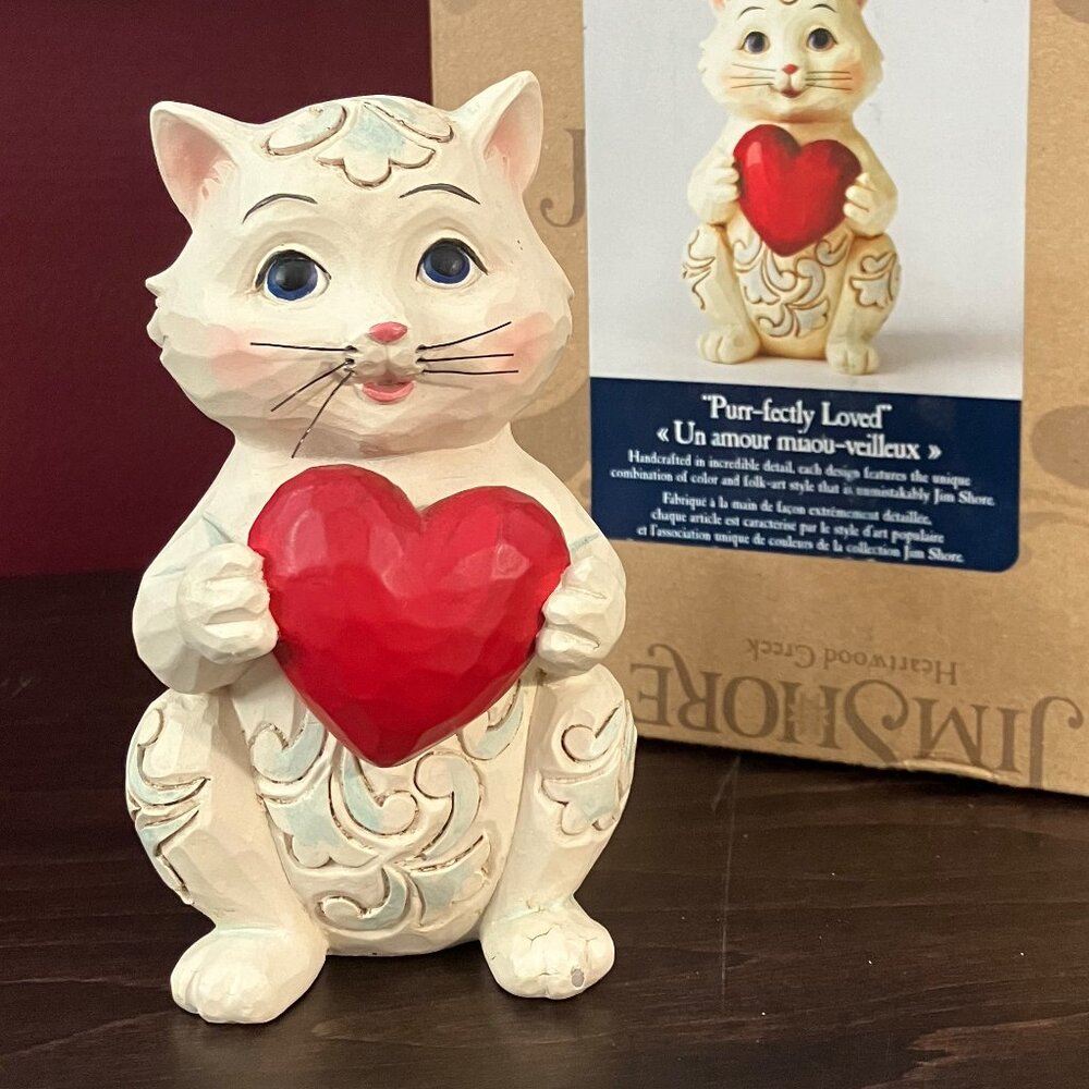 Jim Shore cat with heart - "Purr-fectly Loved" NEW